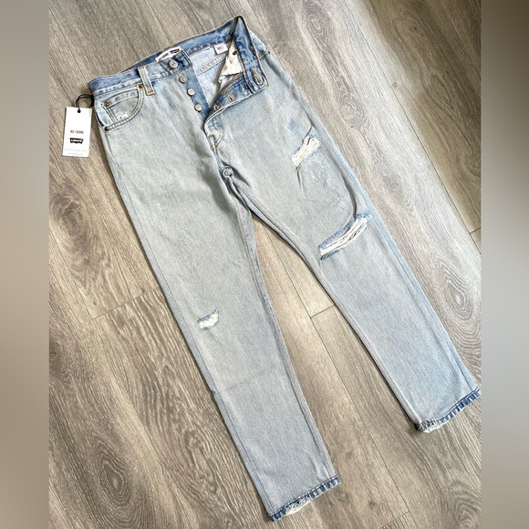 🖤🍬NWT RE/DONE X LEVI’S HIGH RISE ANKLE CROP JEANS DISTRESSED LIGHTWASH SIZE 24 - Picture 8 of 17